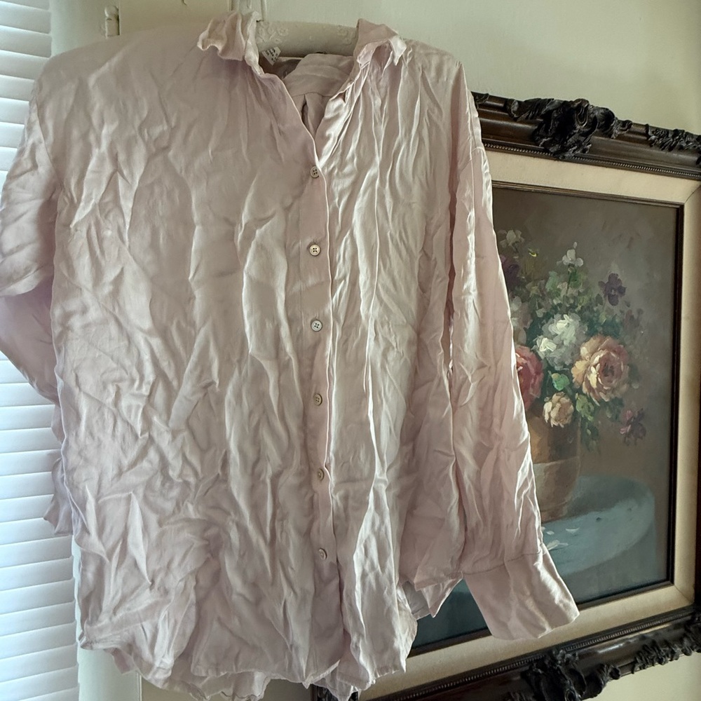 Everlane Silk Blush Pink Shirt